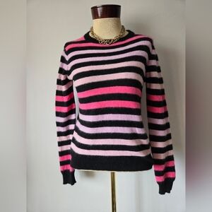 BOXFRESH Lambswool/ Angora Women's Pink and Black Striped Sweater.Size Medium